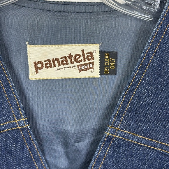 Vintage VTG Panatele Levi's Dark Blue Denim Western Style Vest - Picture 2 of 5